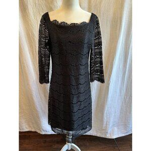 White House Black Market Scallop Victorian Lace Shift Cocktail‎ Party Dress Sz M